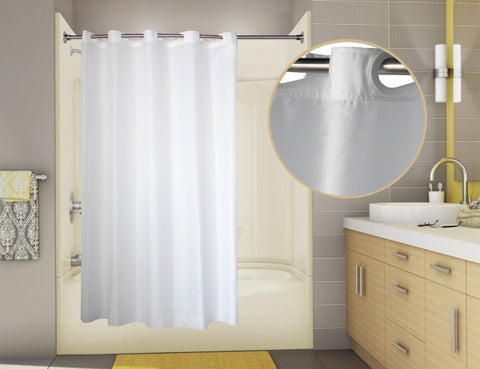 Pre-Hooked Solid Nylon Shower Curtain
