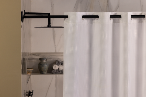 23T Hook Free Waffle Shower Curtain from Recycled Material