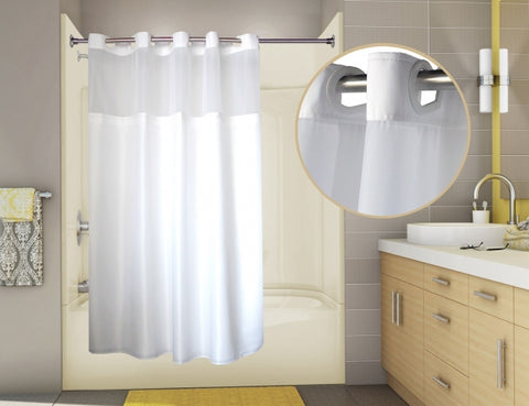 Pre-Hooked Duet Shower Curtain w/Snap-in Liner