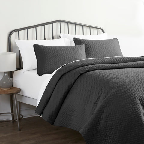 Herring Quilted Microfiber Coverlet Set